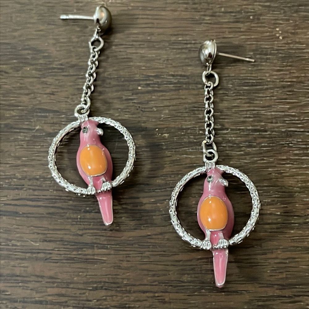1928 Neotropic Exotic Parrot Post Drop Earrings